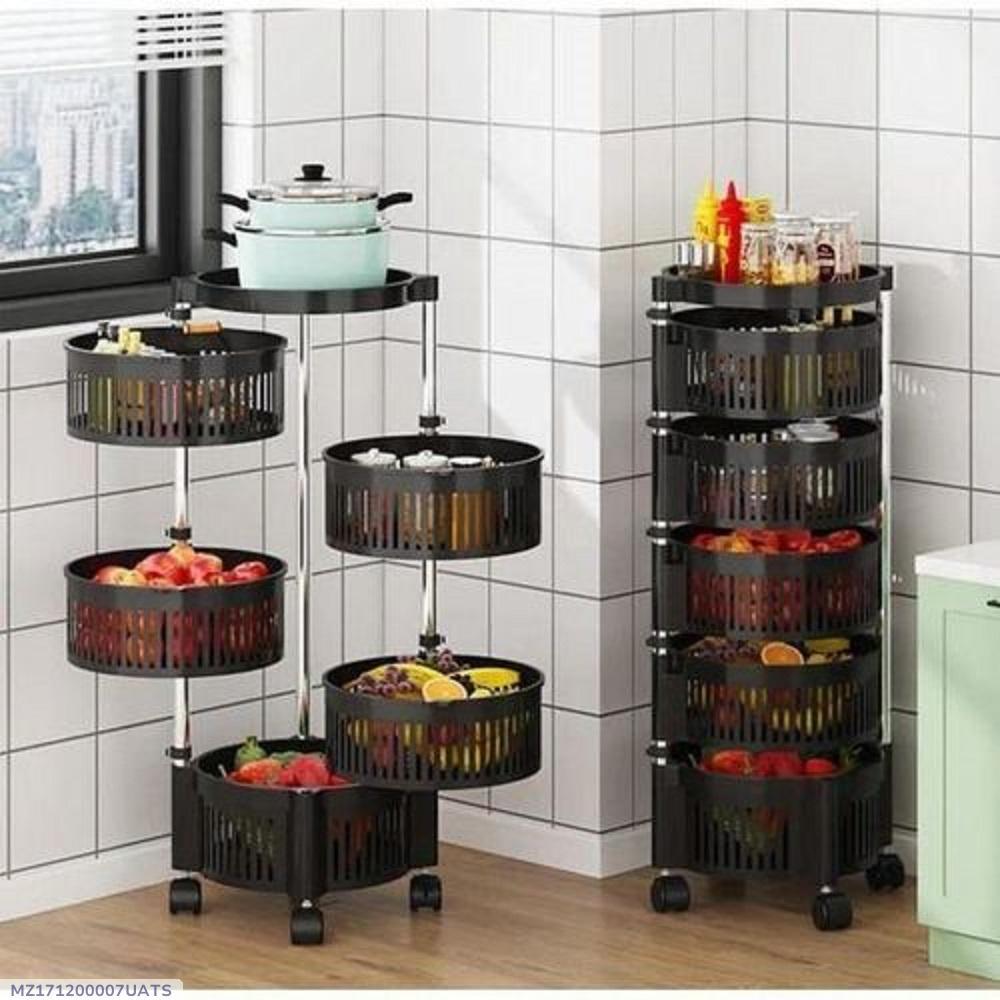 5-Tier Rotating Fruit Basket Black Kitchen Storage