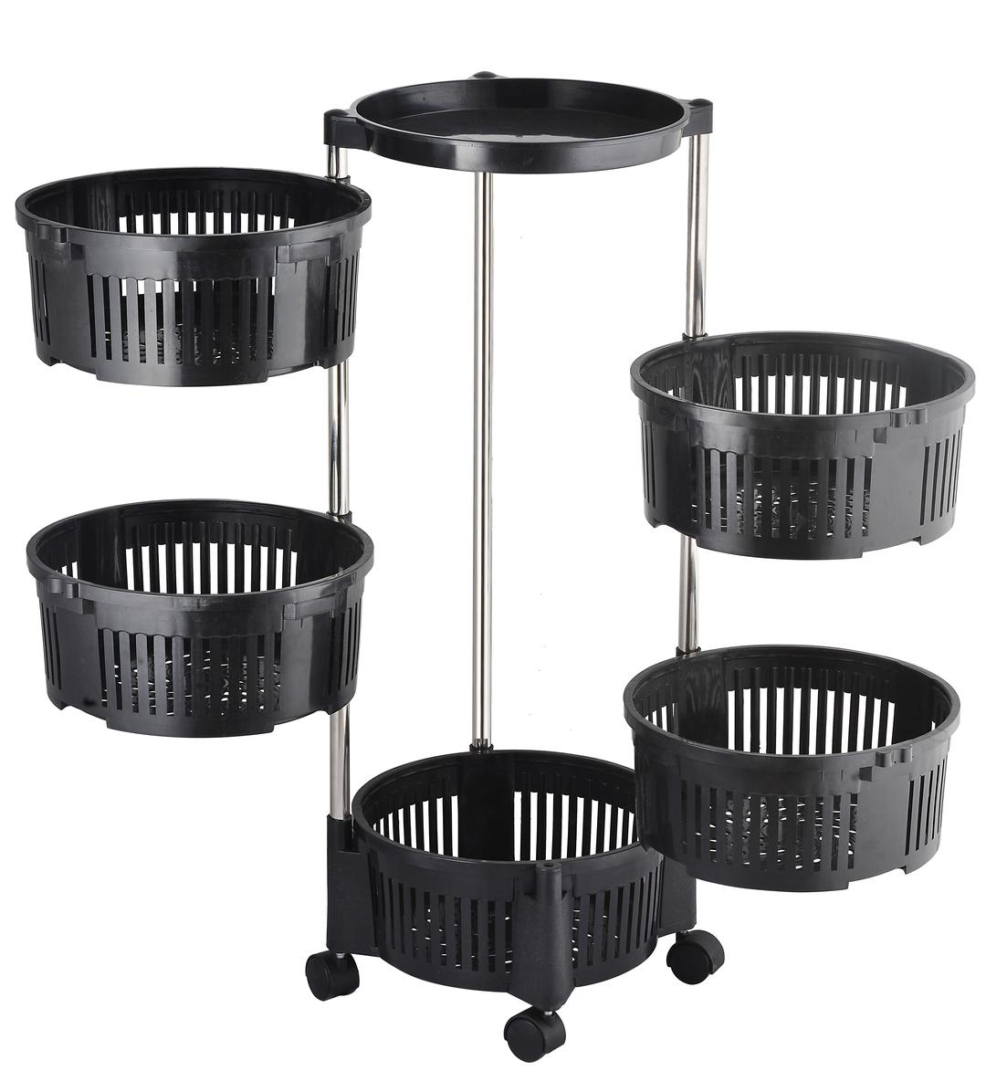 5-Tier Rotating Fruit Basket Black Kitchen Storage