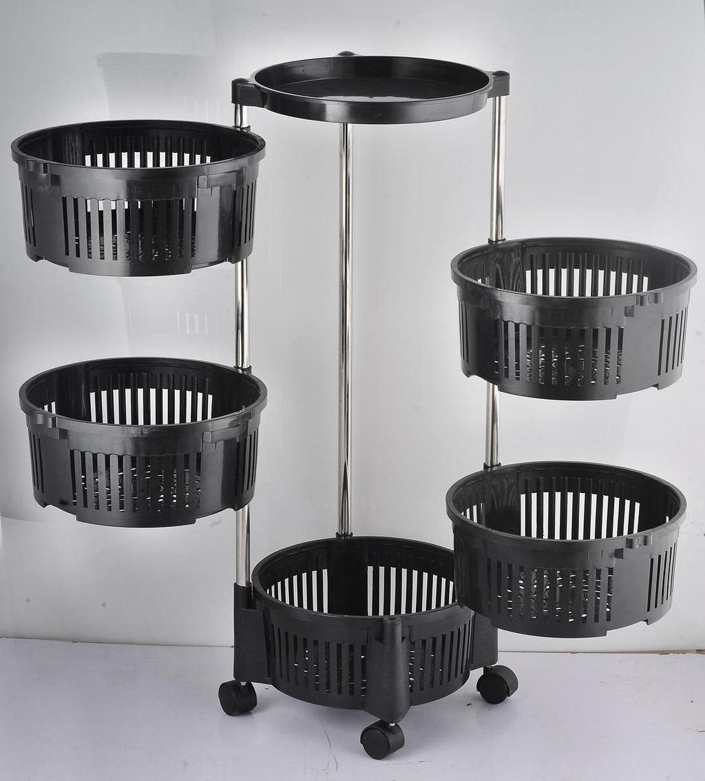 5-Tier Rotating Fruit Basket Black Kitchen Storage