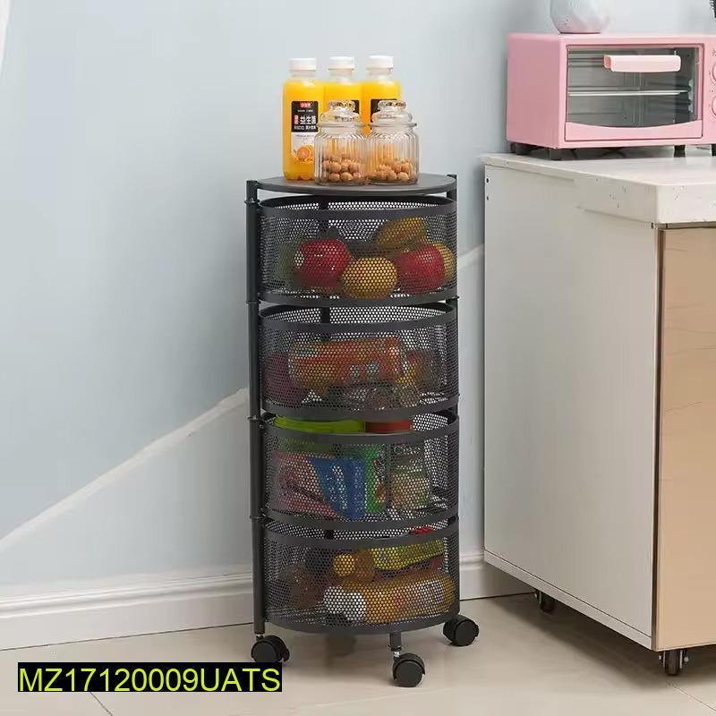 Rotatable 4-Layer Fruit Basket Black Mesh Iron