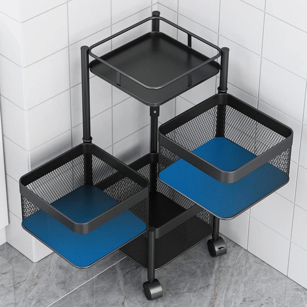 3 Tier Rotatable Fruit Basket Black Iron Storage