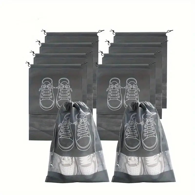Pack of 01 -?Shoe Bag for Travel &amp; Home Storage �Dustproof Printed Shoe Organizer Pouch in Random Gray �Lightweight, Breathable, and Reusable Shoe Cover for Luggage, Closet, or Gym Use - Grey Color