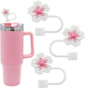 Silicone Straw Covers Premium Quality Smooth Finish Comfortable Fit For Daily Drinking Travel And Outdoor Utility - Flower