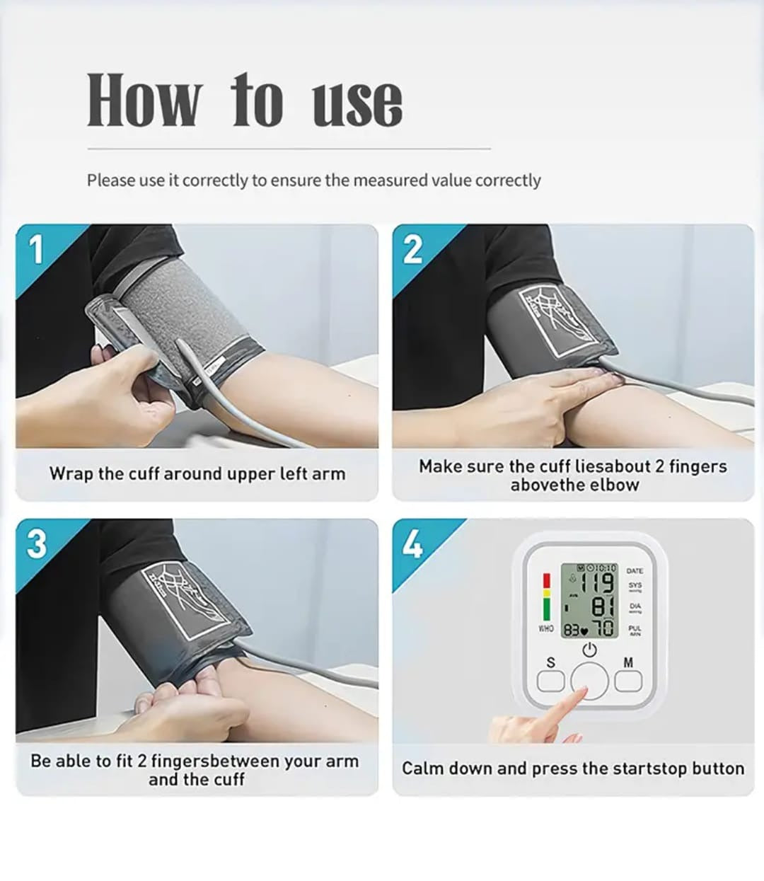 Digital Blood Pressure Monitor �Fully Automatic Upper Arm BP Machine with Heart Rate Detection, Accurate Readings, Easy-to-Use Home Health Device (Without Cell)