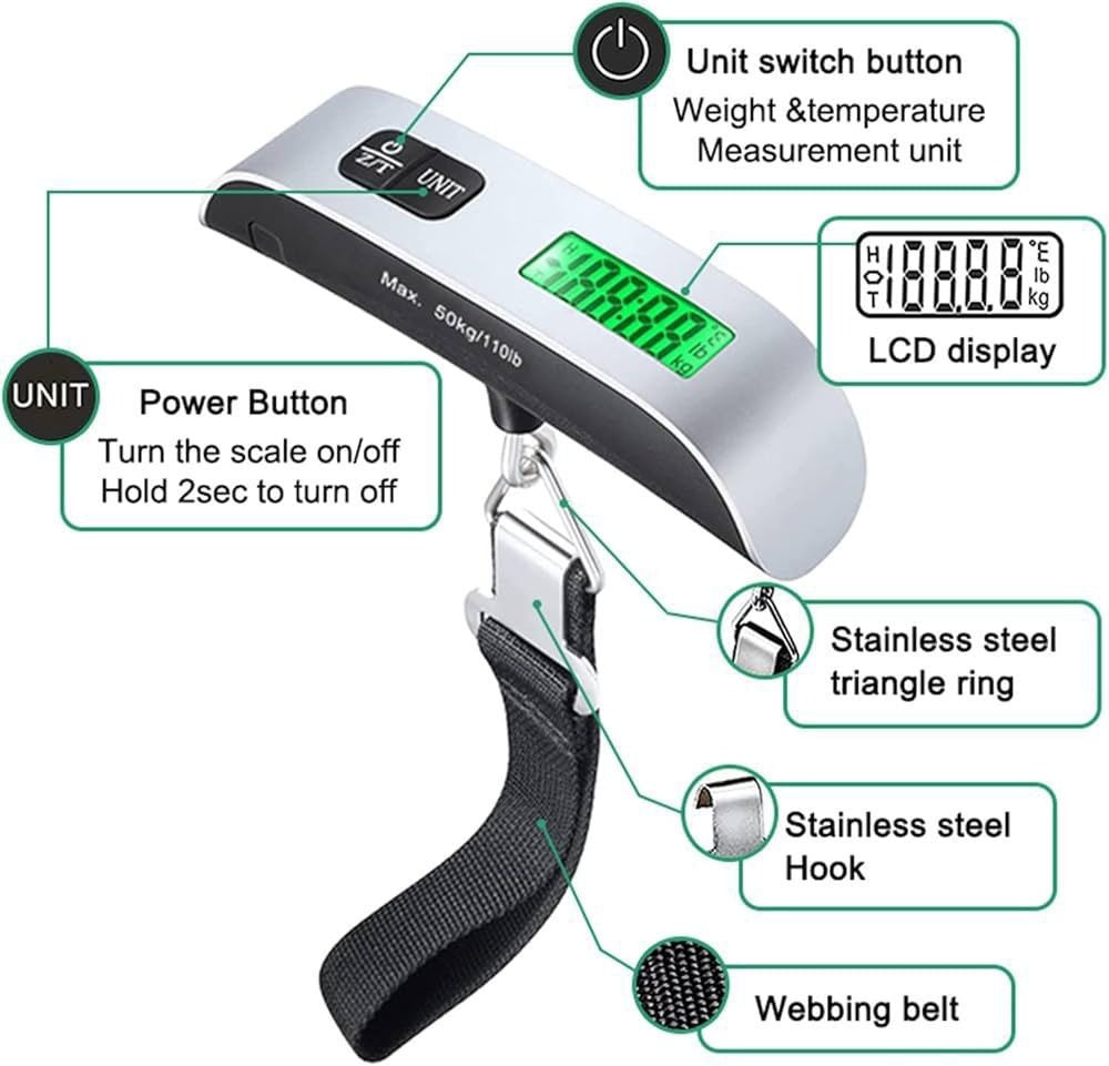 Portable Digital Luggage Scale �LCD Display & Unit Conversion for Travel