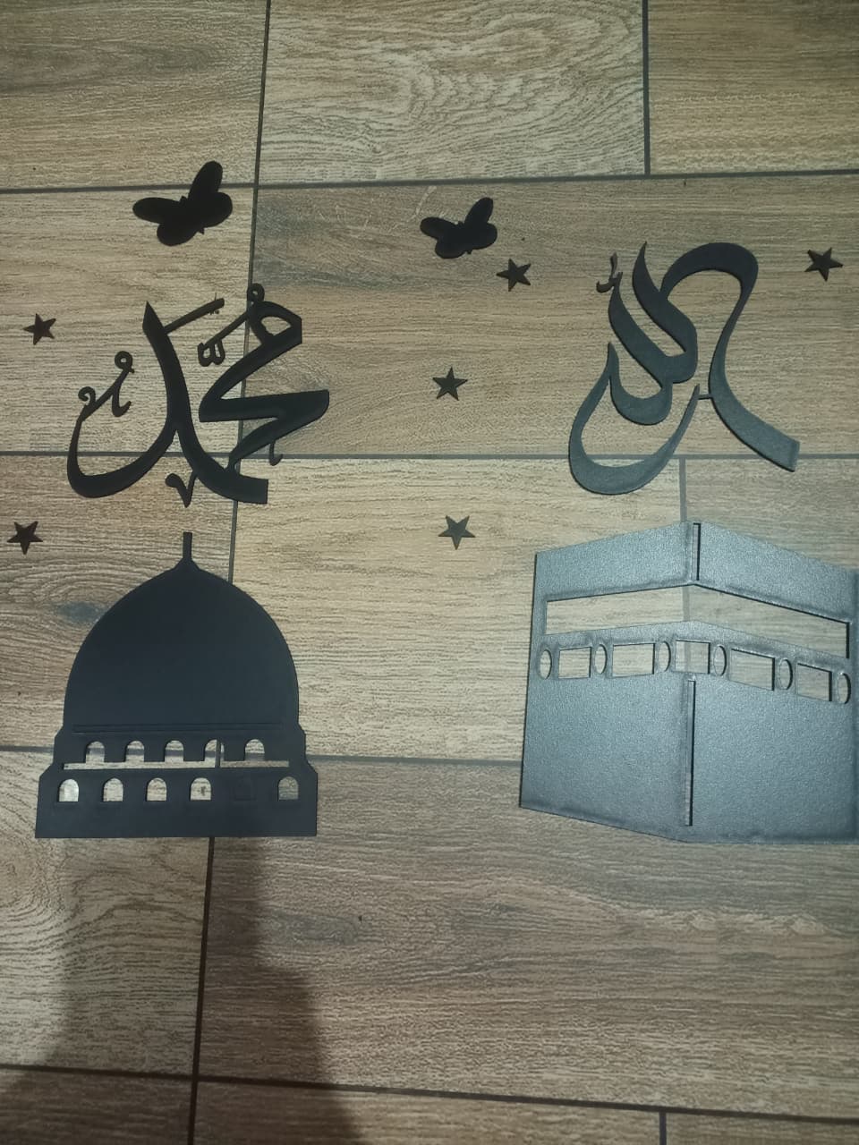 3D Islamic Wall Art �Allah & Muhammad Calligraphy | Kaaba & Masjid Design | 15-Inch Decorative Sticker for Home & Office