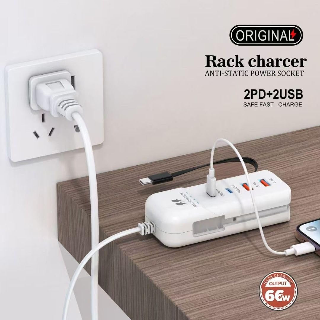 PD 66W USB Fast Charger with Type-C Cable �5.1A High-Speed Charging Adapter