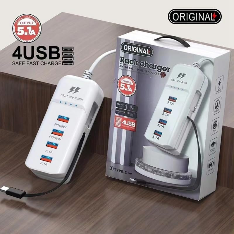 PD 66W USB Fast Charger with Type-C Cable �5.1A High-Speed Charging Adapter
