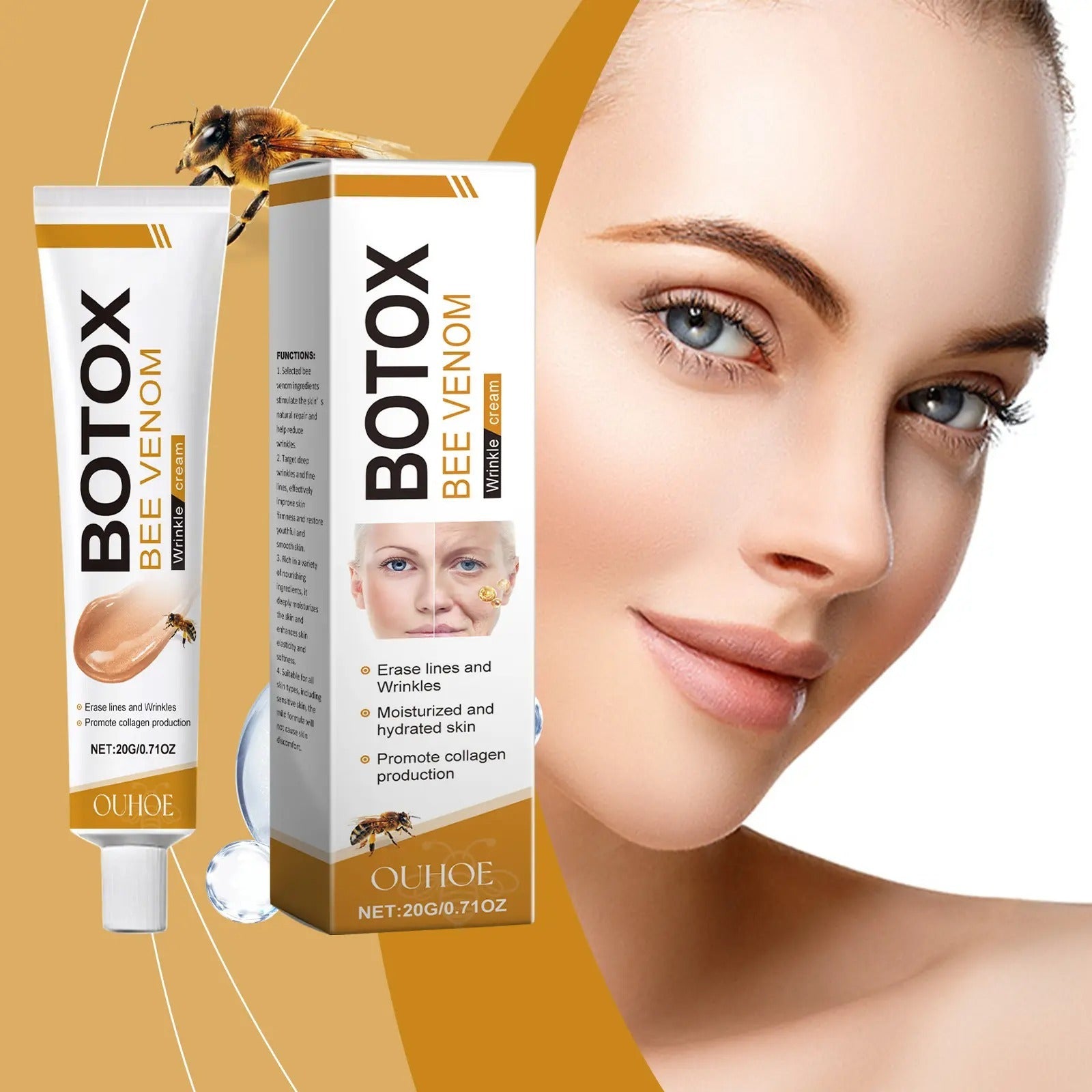 Whitening & Moisturizing Botox Bee Venom Facial Cream �Brightening, Anti-Aging, Hydrating Moisturizer for Radiant, Smooth & Youthful Skin (20g)