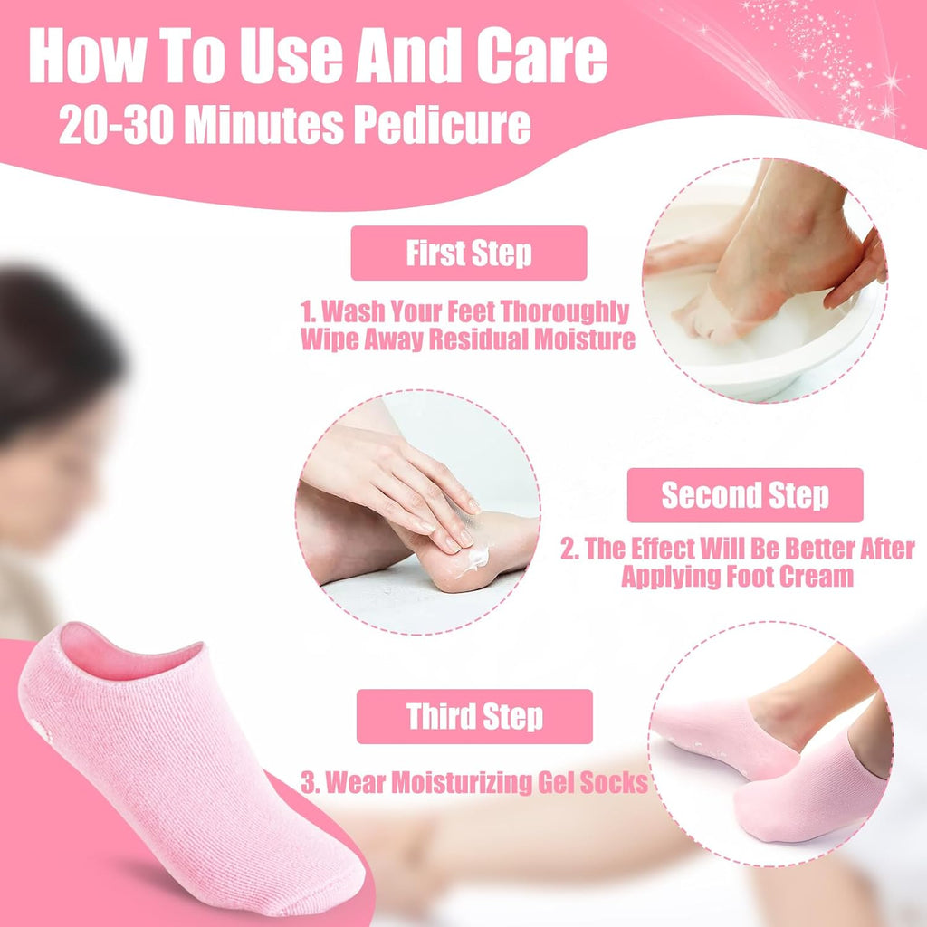 Moisturizing Spa Socks Silicone Gel Socks for Women Repairing Softening Dry Cracked Feet Comfortable Care (Random Color)