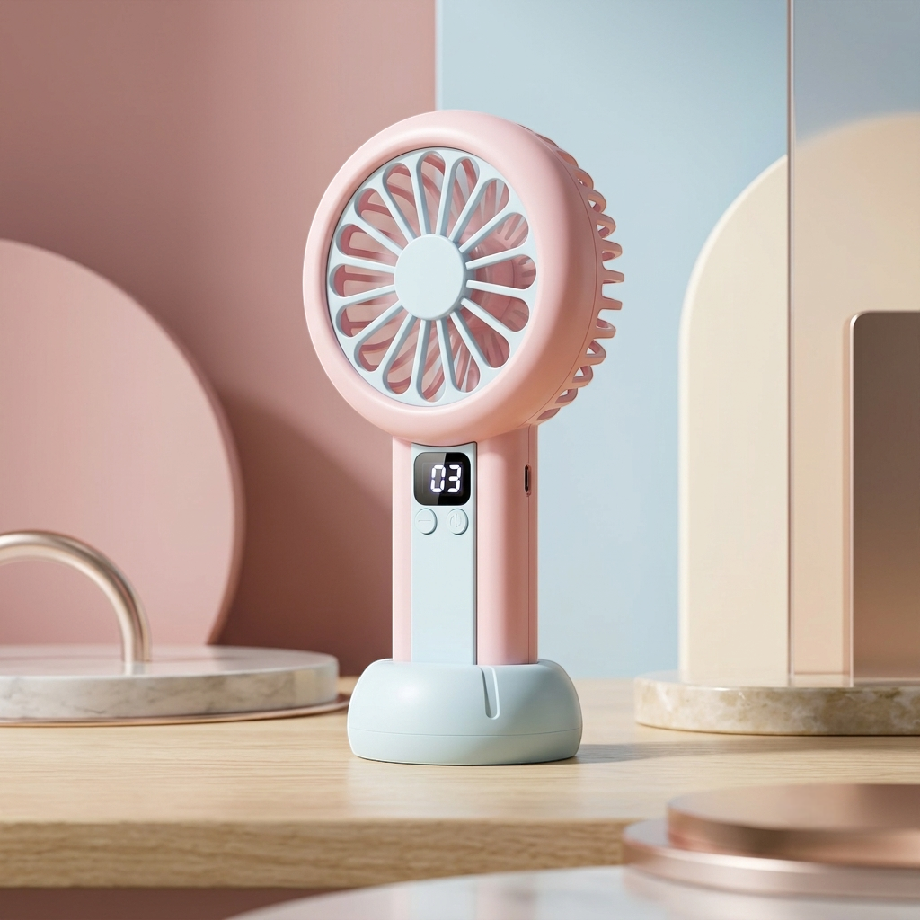 LED Digital Display Rechargeable Mini Fan �Portable USB Handheld Fan with 100-Speed Control, Real-Time Battery Indicator | Random Color