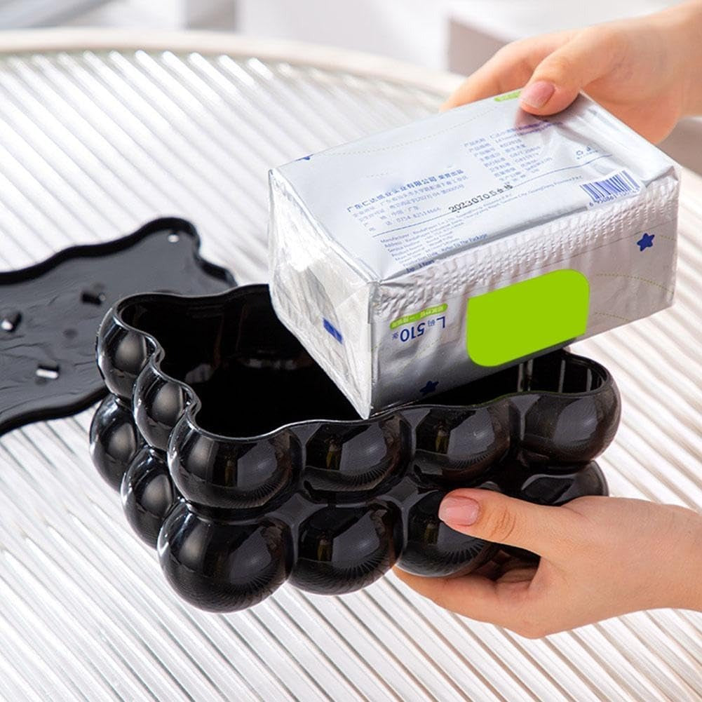 Bubble Shape Tissue Box Holder | Non-Slip Plastic Cover For Stylish Storage | Random Colour