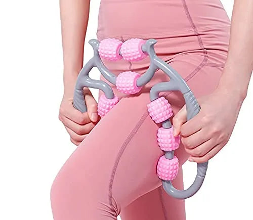 9 Wheels U Shape Points Massage Muscle Relax Roller Massager made in china (random color)