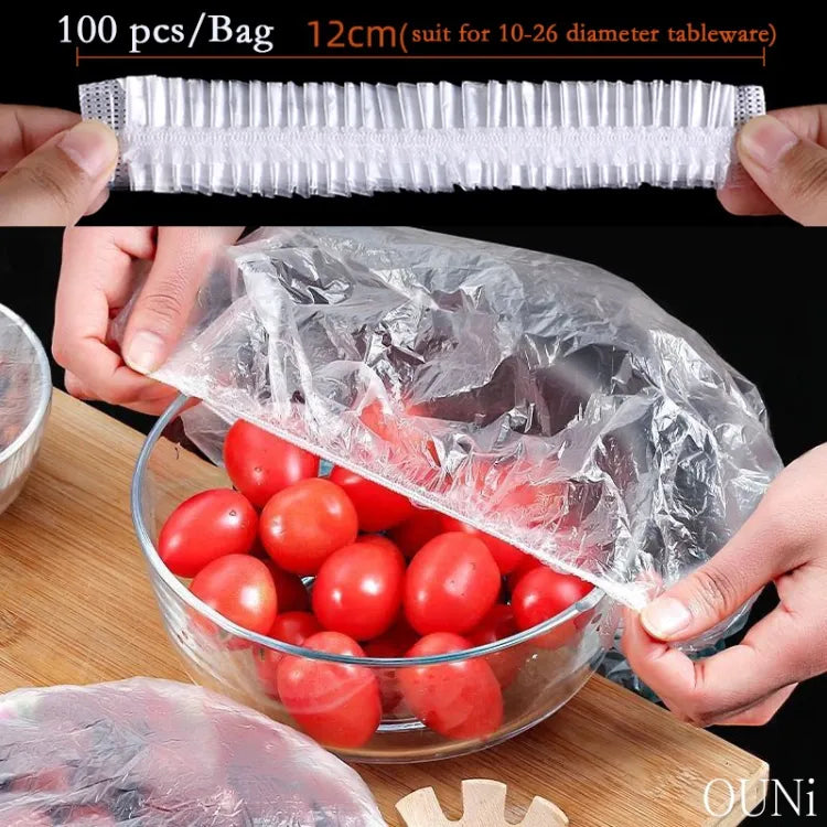 100pc Disposable Cling Film Cover Household Refrigerator Food Fruit Preservation Cover Dust-proof Plastic Fresh-keeping Cover