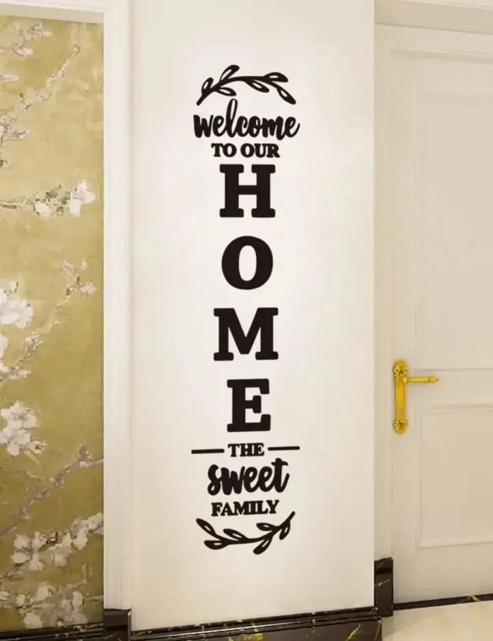 Black Wall Art "Welcome to Our Home" for Home Decor