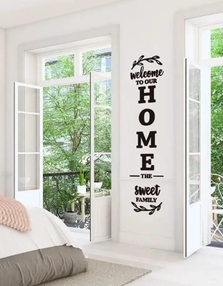 Black Wall Art "Welcome to Our Home" for Home Decor
