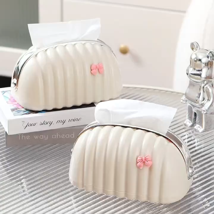 Luxury Shell Shape Tissue Box �Elegant Wave Pattern Paper Napkin Dispenser for Home & Office Decor