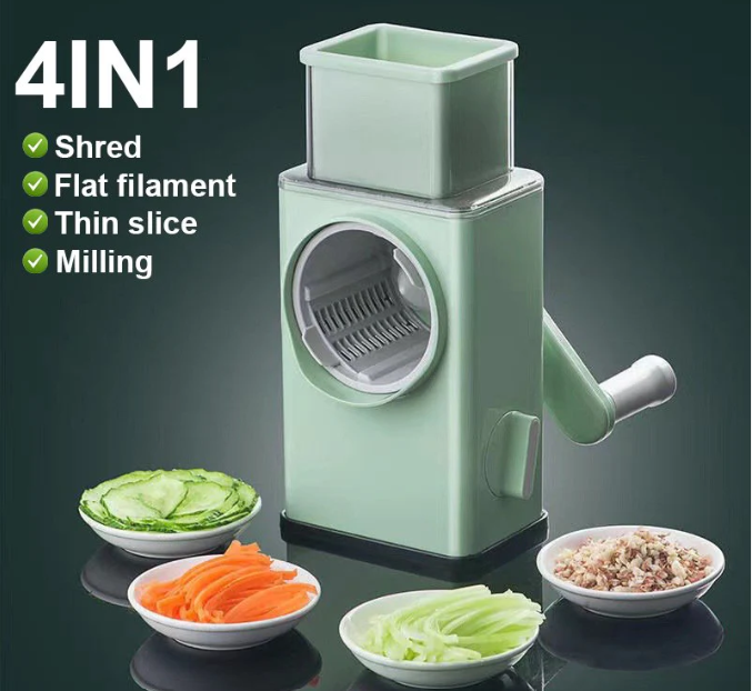 4 in 1 Multi-Function Vegetable Cutter & Slicer with Stainless Steel Blades �Manual Vegetable Chopper