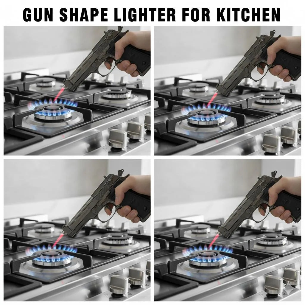9mm Gun Shape Gas Lighter for Kitchen Stove & Cigarettes
