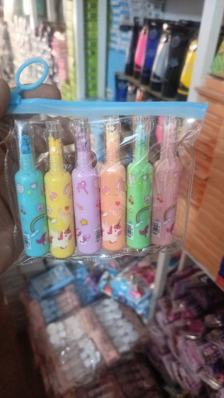 Pack of 6 Bottle Shaped Kromi Character Highlighters for Girls and Boys �Cute Stationery Set