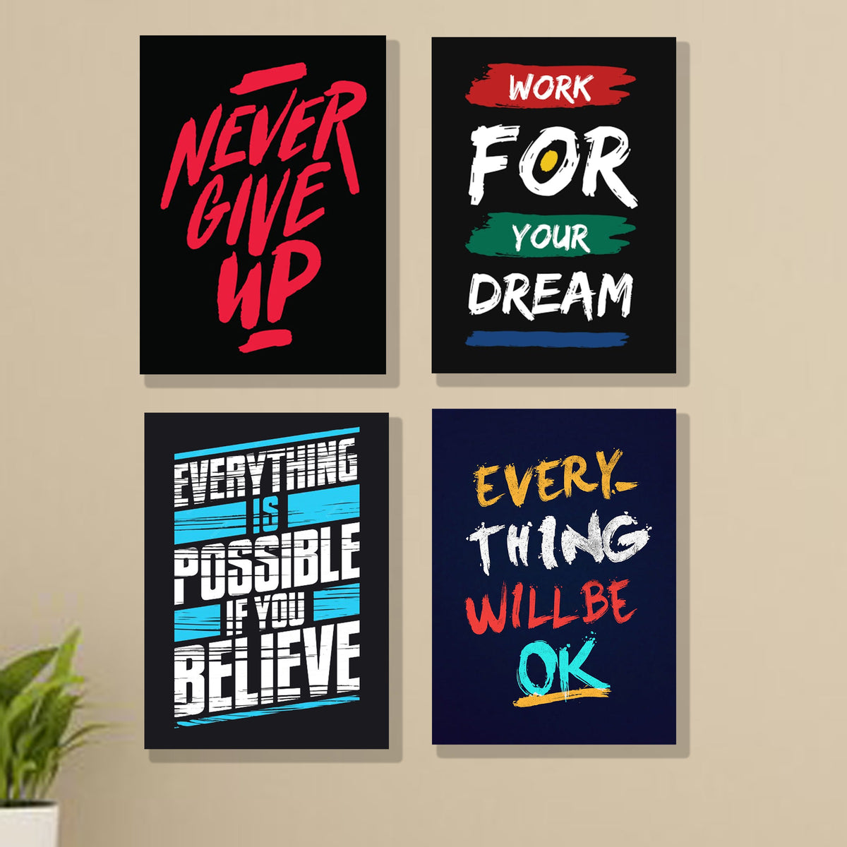 set of 4 Motivational sticky canvas frames – photo 2