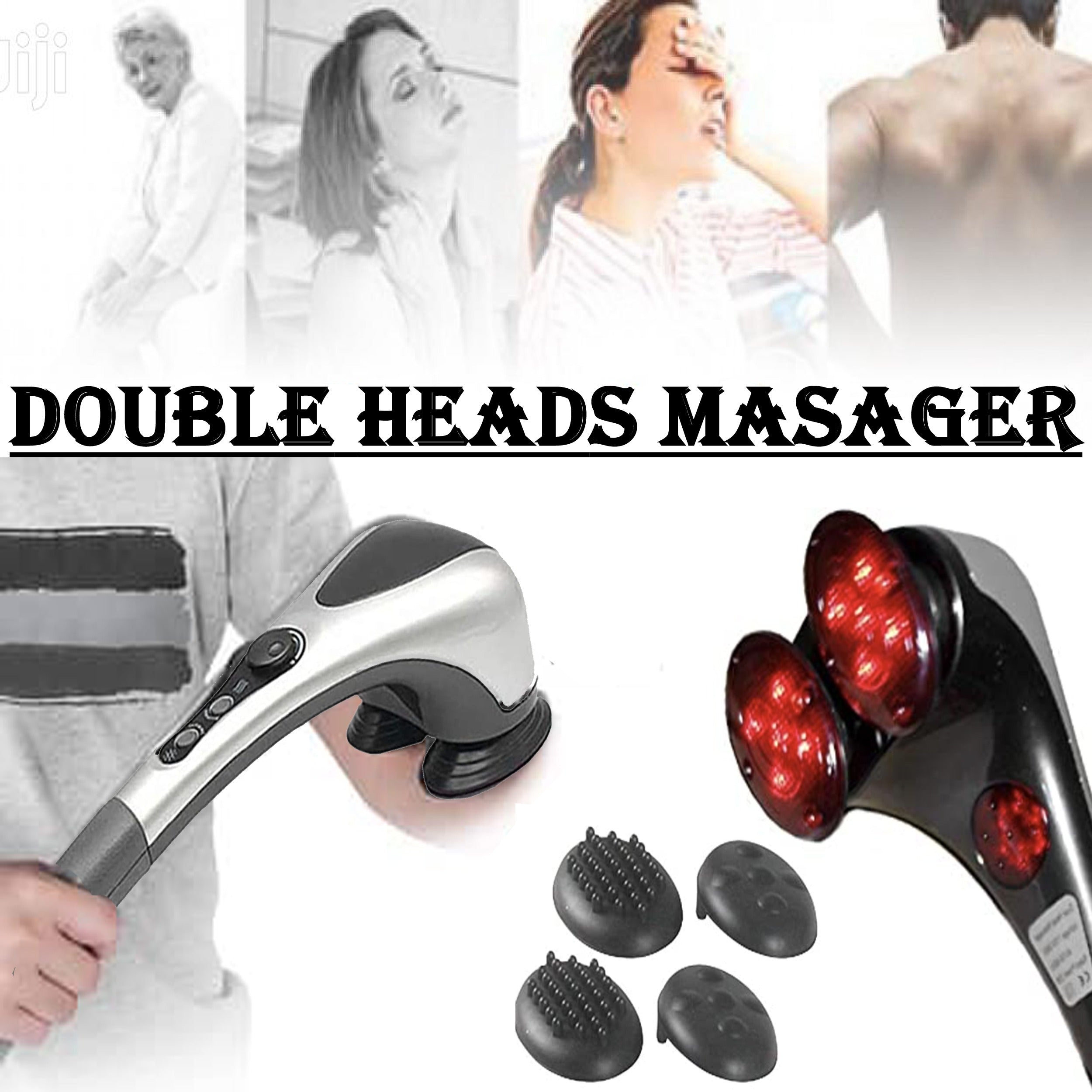 Blue Idea Full Body Handheld Double Head Massager With Infrared Heat Technology For Muscle Relief Relaxation And Circulation