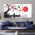3pcs Red Moon Design Stickytiles Frames Providing Artistic Style Elegant Look Modern Appearance - 8*11
