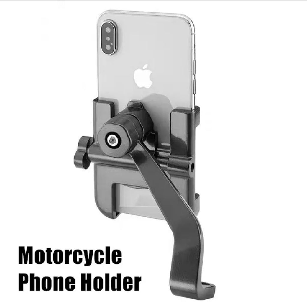C2 Universal Aluminum Motorcycle Phone Holder �360? Adjustable Handlebar Mount Stand for Secure Mobile Grip