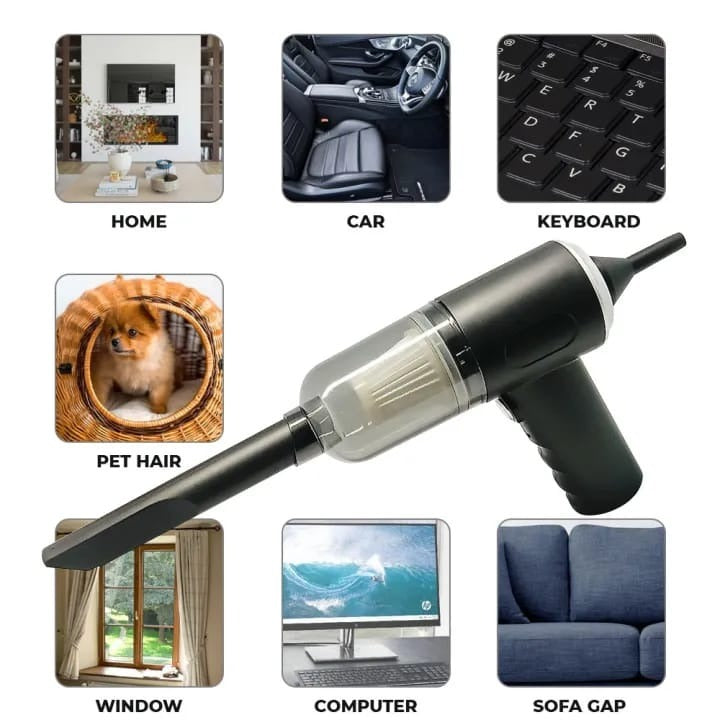 3 in 1 Portable Wireless Vacuum Cleaner �High Power Suction, Air Pump & Duster for Home, Car & Laptop