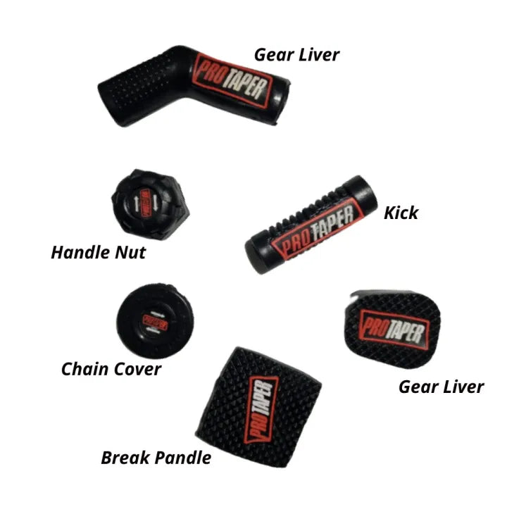 6 Piece Rubber Set for 70cc & CG 125 Motorcycles �Chain Cover, Handle Nut, Kick, Brake & Gear Lever Rubbers �Random Colors