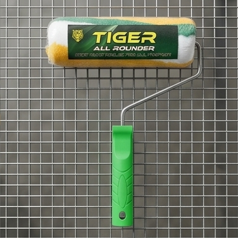 Tiger All-Rounder 9-Inch Professional Paint Roller �Multi-Purpose Wall Painting Tool with Ergonomic Green Handle �High-Absorbency 9" Roller for Smooth & Textured Walls