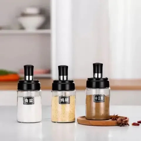 Oil Bottle Set 4 Piece Daisy Glass Spice Set With 3 Spice Jars 180ml And 1 Oil Bottle 750ml
