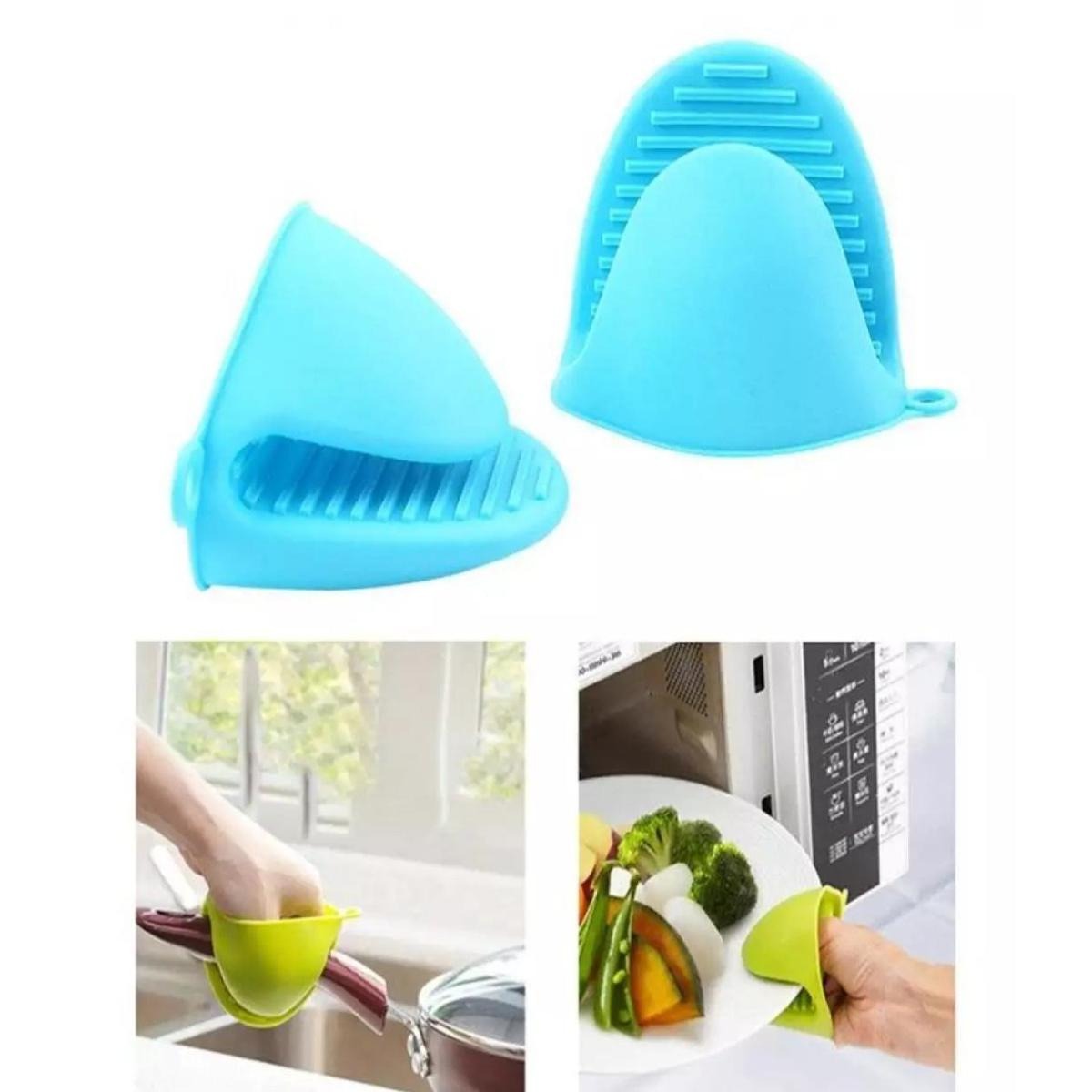 1 Pair Silicone Heat Resistant Glove Clip �Non-Slip Insulation Pot & Bowl Holder, Cooking and Baking Oven Mitt (Random Color)