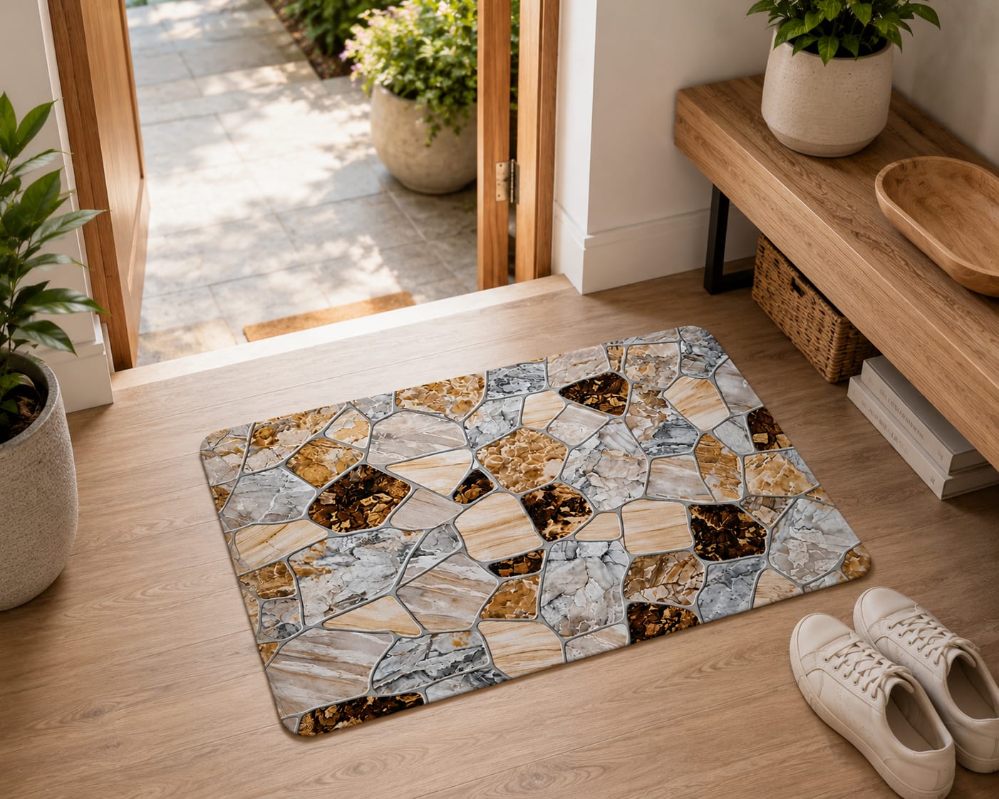 Super Absorbent Non-Slip Bathroom Floor Mat - Quick-Dry Soft Marble Stone Design 23 ? 15 inch