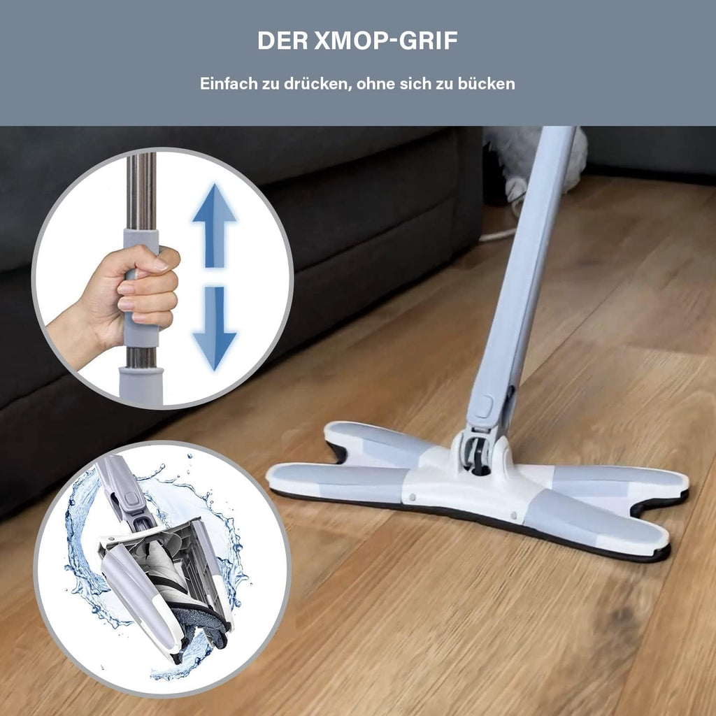 XMOP Floor Mop | Advanced Cleaning Technology | Easy Floor Wiping | Microfiber Head | Durable & Portable | With 1 Cloth