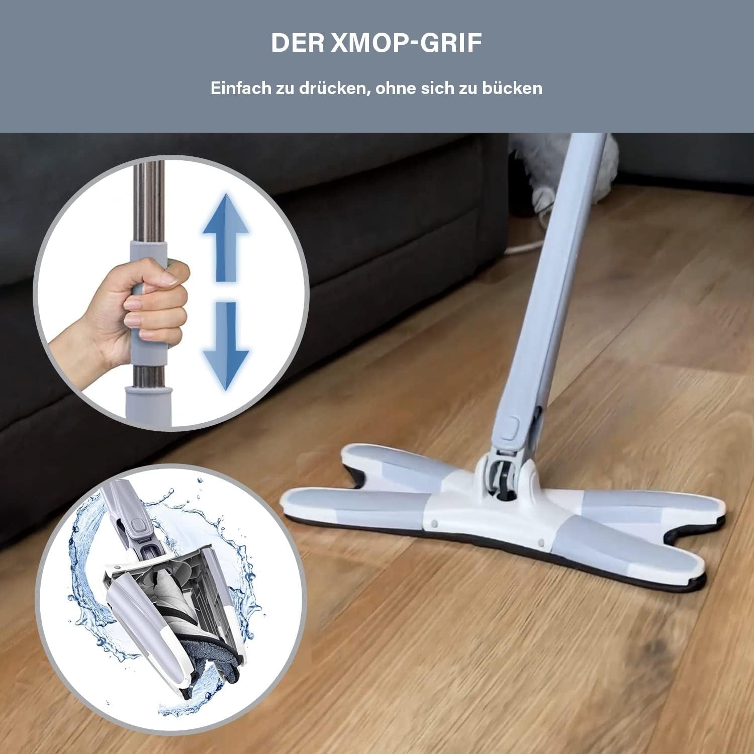 XMOP Floor Mop | Advanced Cleaning Technology | Easy Floor Wiping | Microfiber Head | Durable & Portable | With 1 Cloth