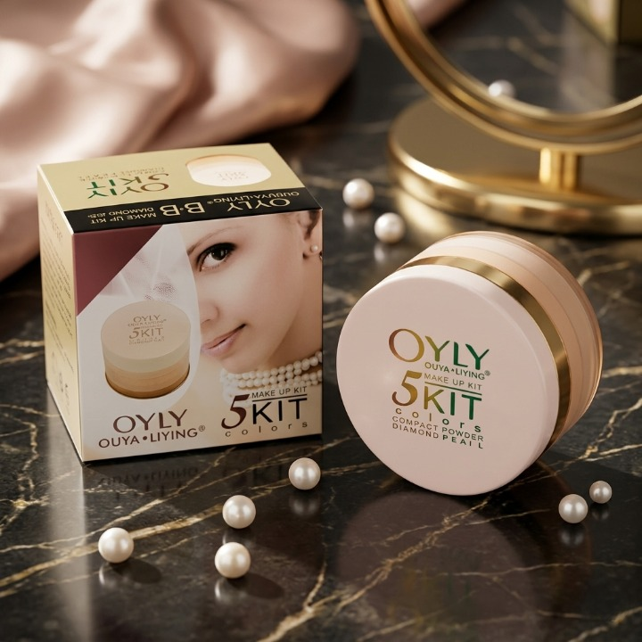 OYLY 5 In 1 Compact Face Powder Kit With 5 Shades Long Lasting Smooth Finish