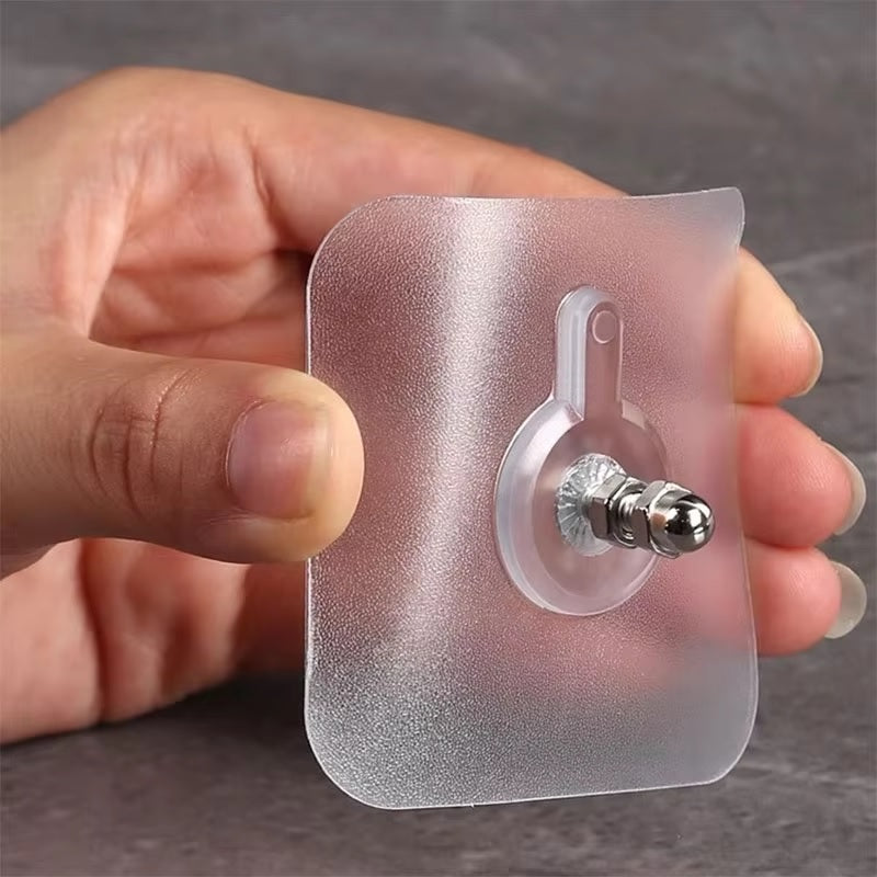 Transparent Self-Adhesive Wall Hooks Sticker �Strong Hold, No Drill, Damage-Free Hanging - Pack of 10