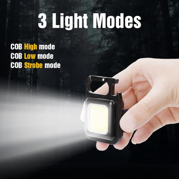 Rechargeable Mini COB LED Flashlight Keychain with Bottle Opener | Portable Pocket Torch Light