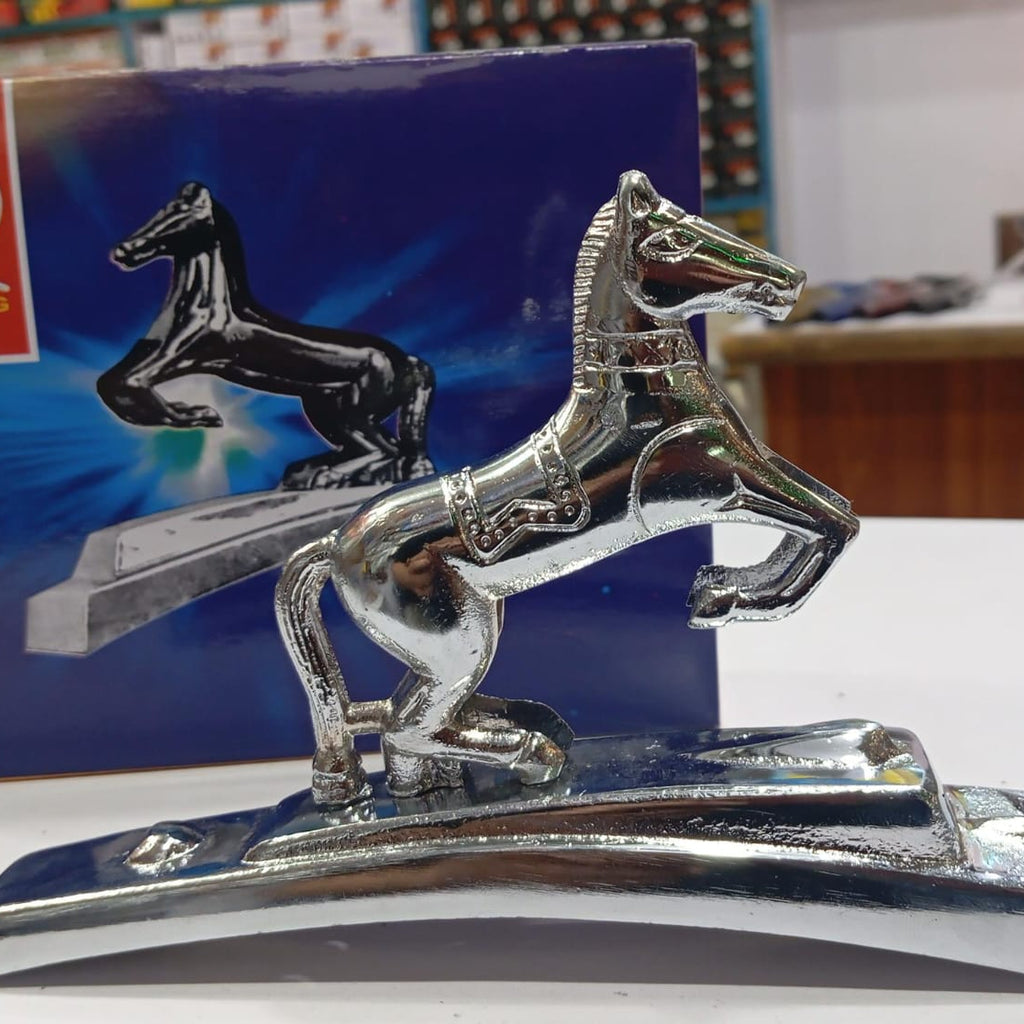 Front Mudguard Horse Ornament for Bikes �Premium Chrome Style Bike Decoration