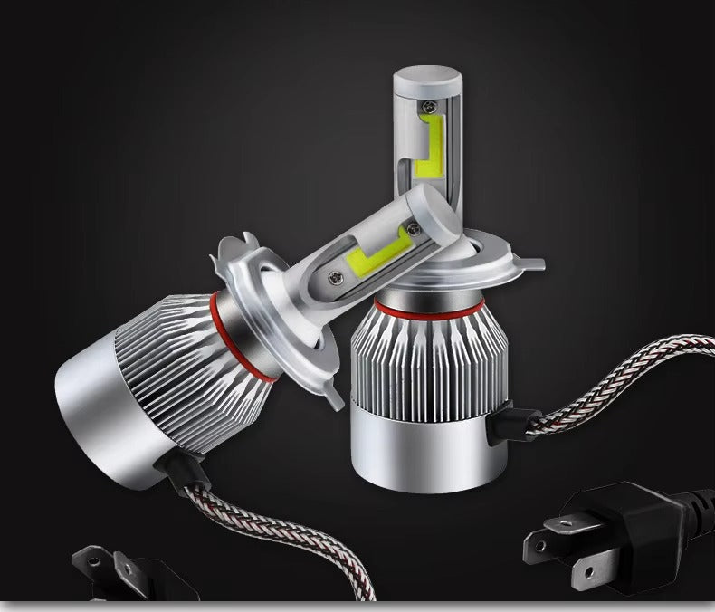 2PCS C6 H4 LED Headlight Bulbs �72W 7600LM COB Car Headlights 6000K White High Brightness
