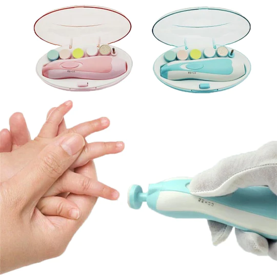 Premium 6-in-1 Electric Baby Nail Trimmer Set �Safe Infant Nail Filer, Clipper Alternative Kit with Storage Case - Random Color