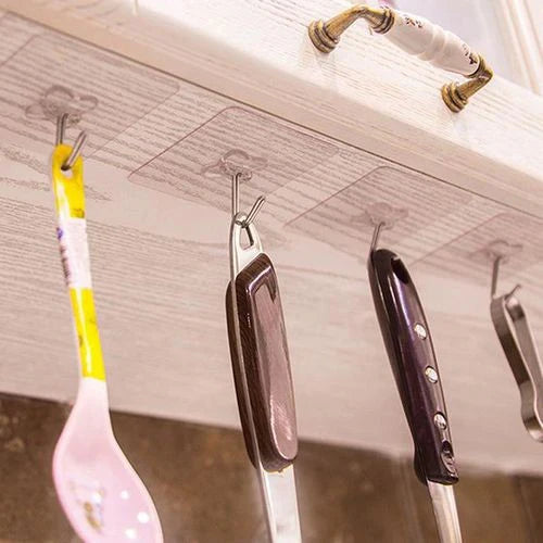 Transparent Self-Adhesive Wall Hooks �Strong Hold, No Drill, Damage-Free Hanging - Pack of 10