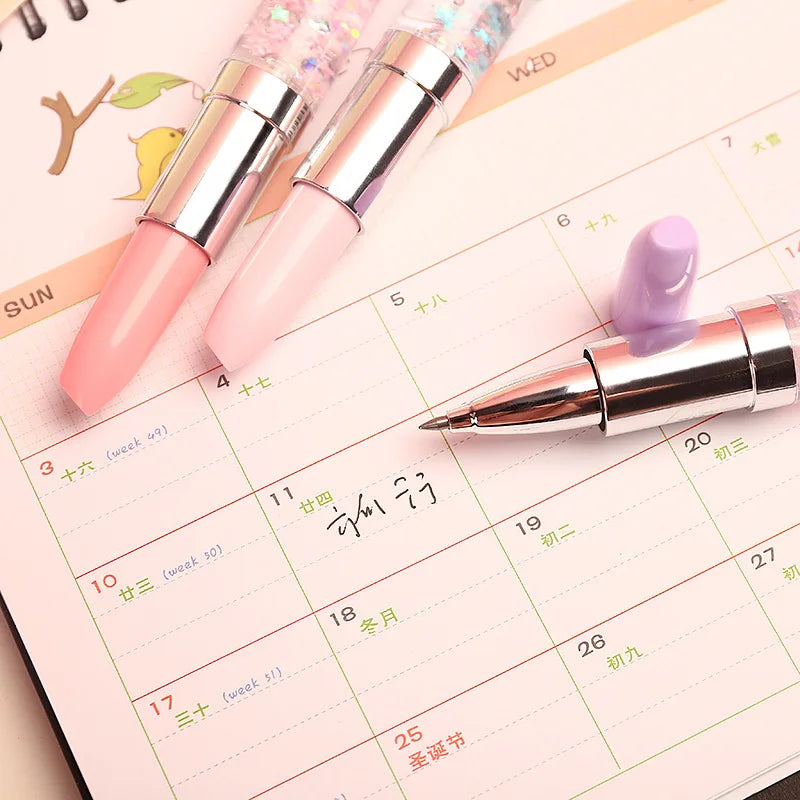 Lipstick Gel Pen Colorful Cute Black Ink Pen - 1 pc (random colors)