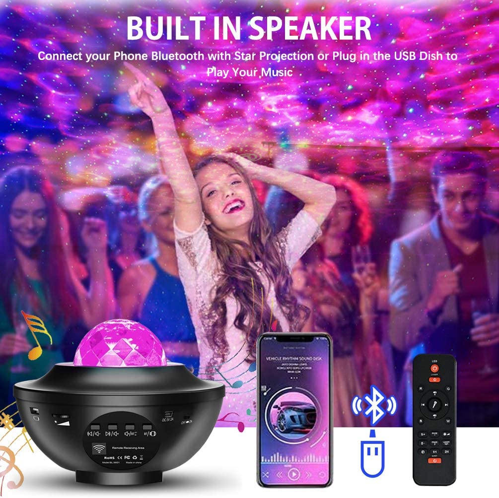 Colorful Starry Sky Galaxy Projector Nightlight Child Bluetooth USB Music Player Star Night Light Romantic Projection Lamp Gifts(with remote )