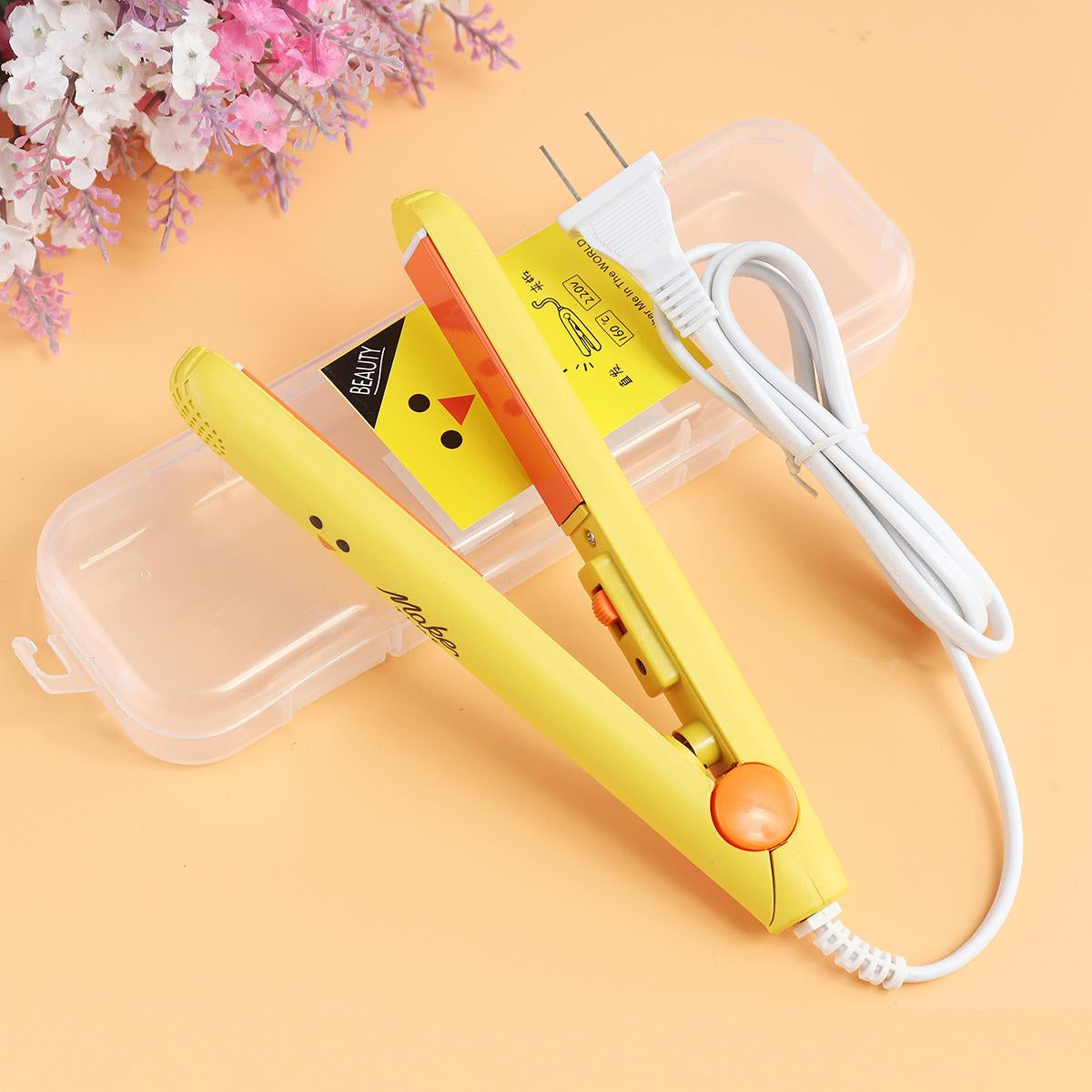 Mini Hair Straightener &amp; Curler �Dual Voltage 100-240V, 180?C Thermostatic Aluminum Plate, For Dry &amp; Wet Hair, Compact Travel Size (Random Color)