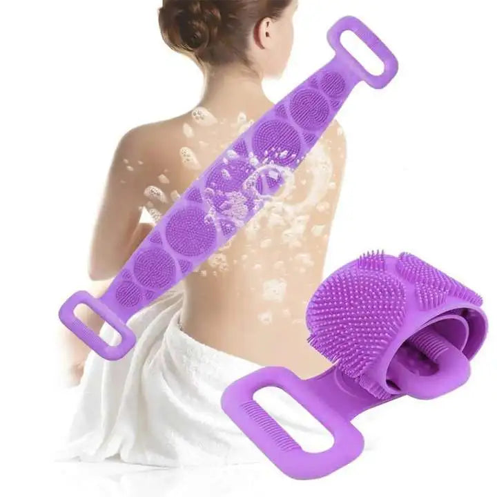 Single Side Silicone Bath Towel Scrubber �Soft Body Cleaning Brush - 27 inch (Random Color)