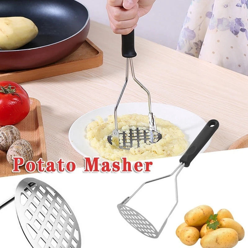 Potato Masher Stainless Steel Manual Kitchen Vegetable Ricer Fruit Banana Egg Crusher Tool - Random Color