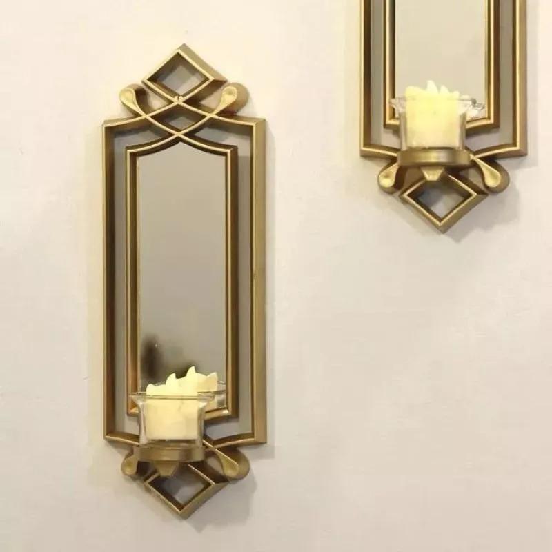 2 Pcs Fancy Wall Mirror & Candle – photo 3