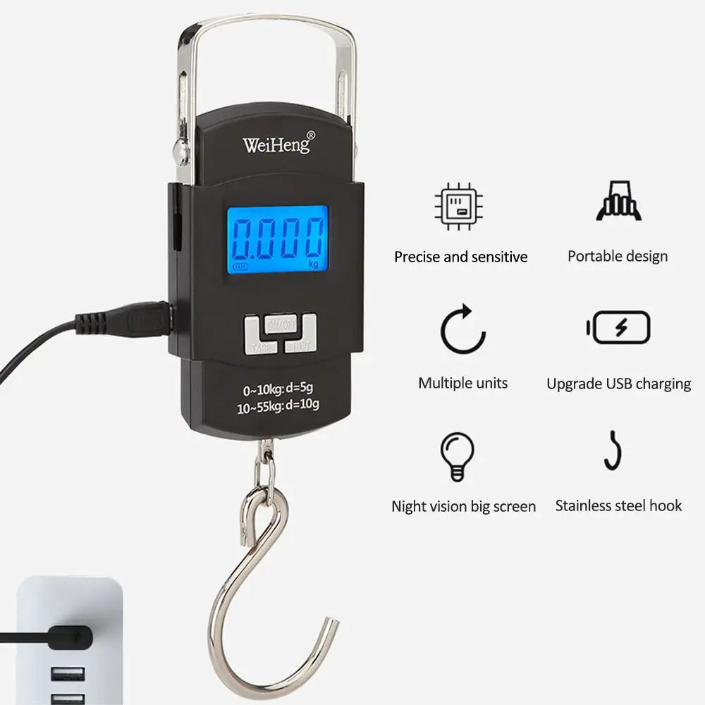 50kg Digital LED Screen Luggage Weight Scale Luggage Weighing Machine Digital Weighing Machine For Luggage Scale Heavy Duty Portable (50kg110lb) Black